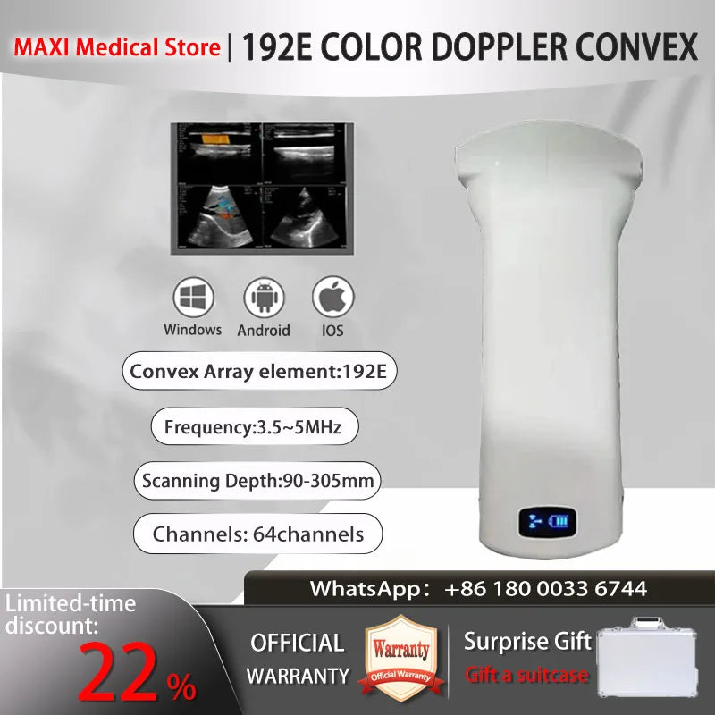 Portable Wireless Ultrasound Probe scanner machine WIFI ultrasound scanner Machine support iOS Android Windows free suitcase