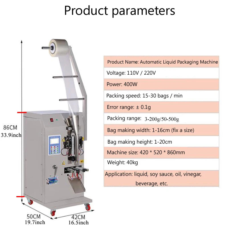 Including Tariffs Electric Liquid Packaging Machine With Adjustable Capacity And Self Priming Liquid Packing Machine