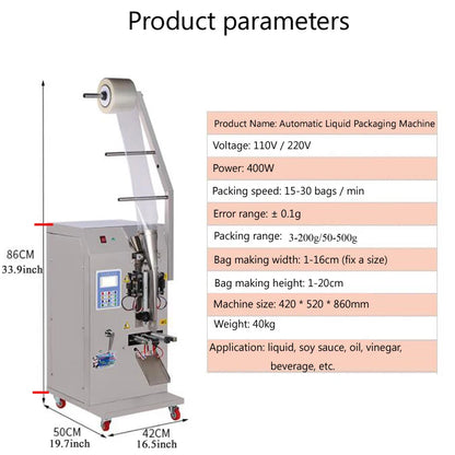Including Tariffs Electric Liquid Packaging Machine With Adjustable Capacity And Self Priming Liquid Packing Machine