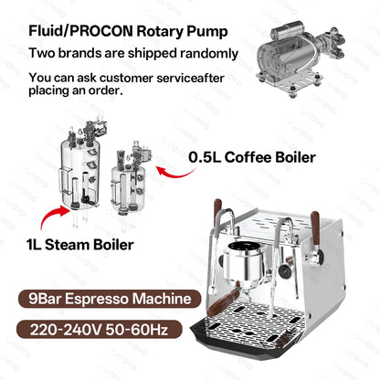 CAFOVO E102 Commercial Semi-Automatic Espresso Machine with PID Preinfusion Electronic Screen Control Storage Type Double Boiler