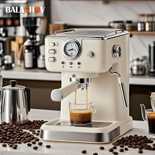 220V Italian Espresso Coffee Machine Stainless Steel Coffee Maker Semi-automatic Commercial Milk Frother Espresso Machine Office