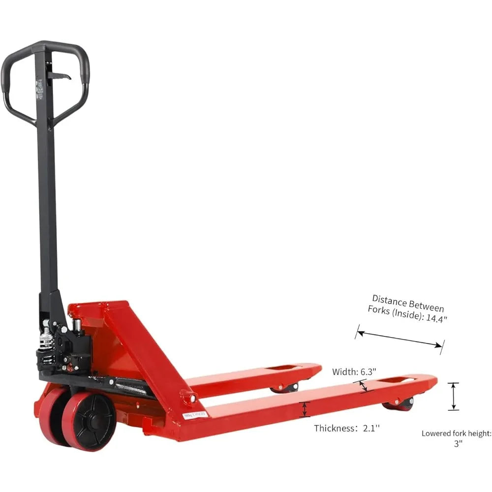 Tory Carrier Hand Pallet Jack Truck 6600 Lb. Capacity Manual Pallet Trucks 27 x 48 Forks Standard Duty Hand Pallet Jacks