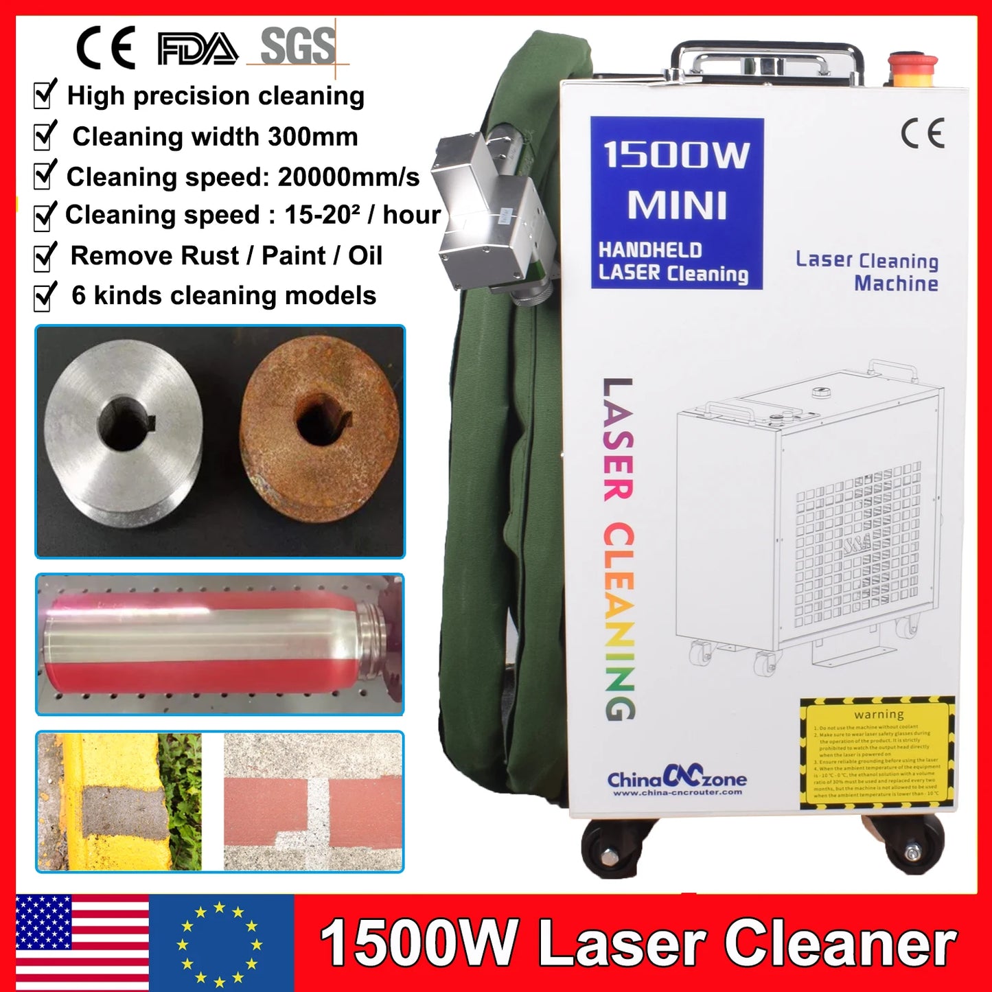 1500W Laser Cleaning Machine Cleaning Width 300MM Rust Removal Cleaning Oil Paint for Metal Rust Removing Machine Laser Cleaner