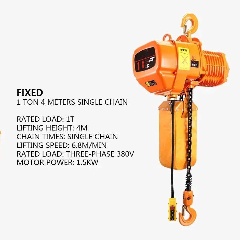 New 220V/1100W/1500W Portable Overhead Electric Chain Hoist Crane Fixed Single Chain Industrial Hoist Chain Hoist Lifting