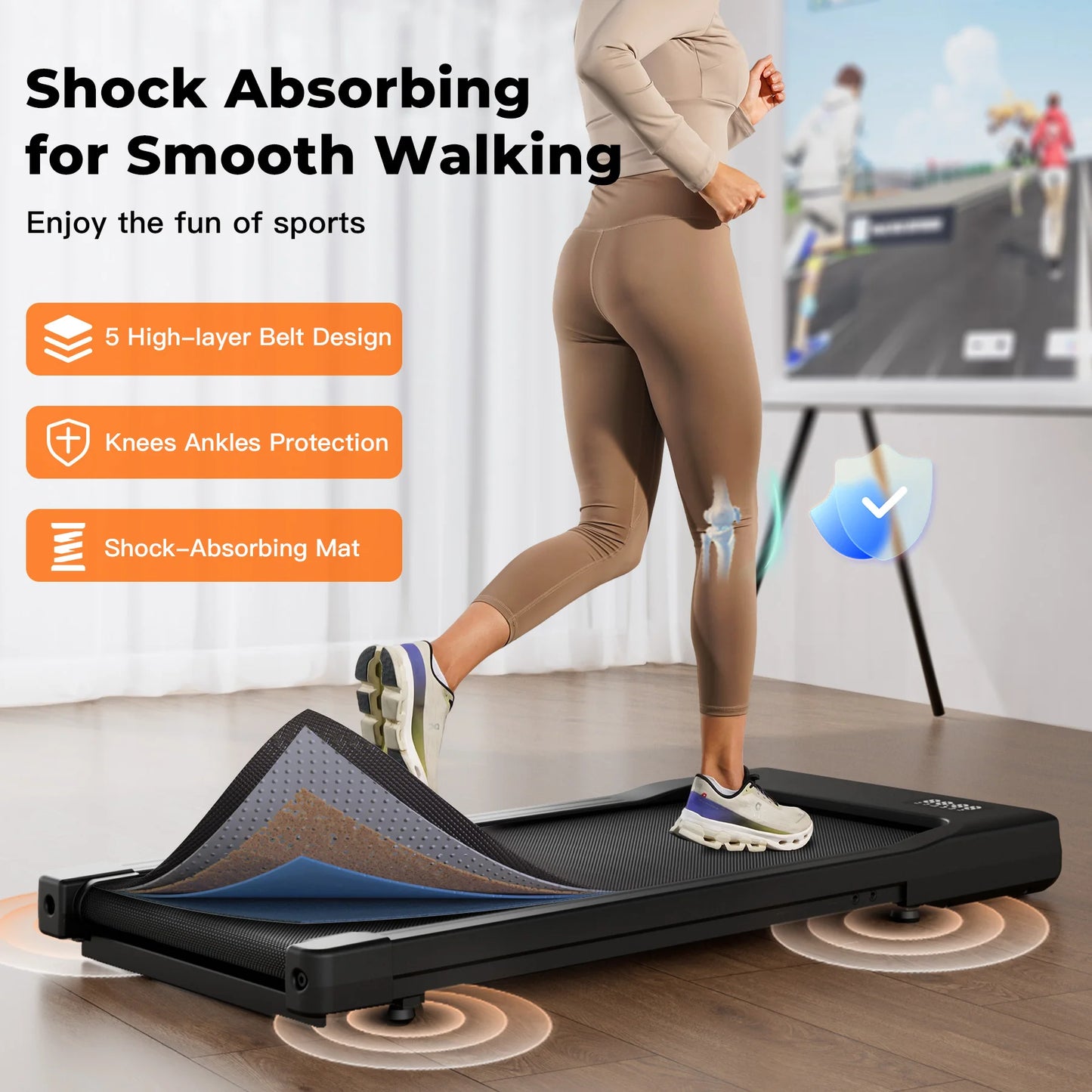Walking Pad Under Desk Treadmill 2 in 1 Portable Treadmill with Remote Control LED Display 2.5HP Walkingpad for Home&Office