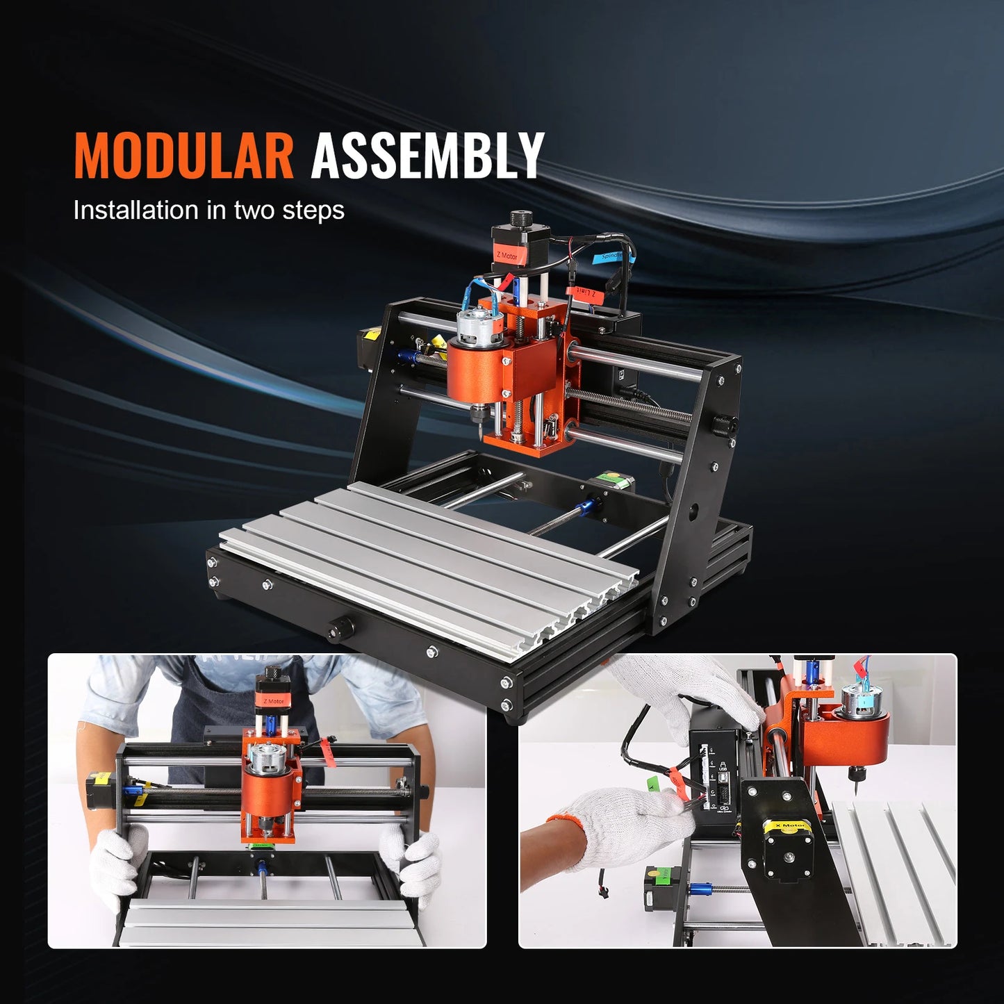 SucceBuy CNC Router Machine 3 Axis GRBL Control Wood Engraving Carving Milling Machine Kit for Wood Acrylic MDF PVC Plastic Foam