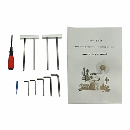 Semi-Automatic Pneumatic LT-60 Label Dispenser Equipment Flat Wrapping Machine for Jar Cans Bottles Newer Model Flat Labeling