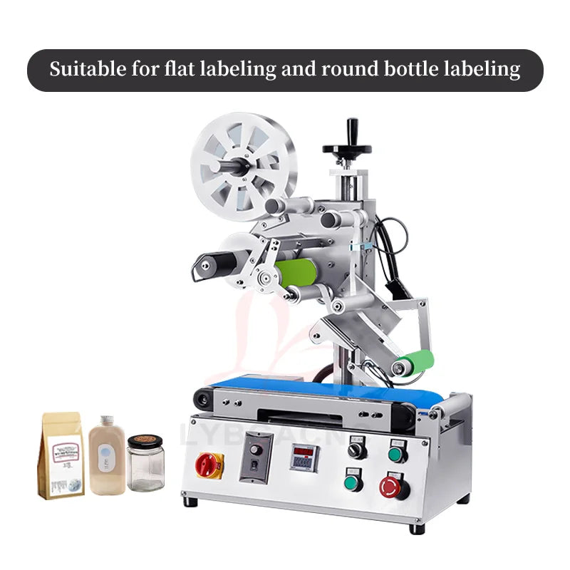 2in1 Flat/Round Bottles Labeling Machine LY-140 Fully Automatic Line Labeler Packaging Equipment Sticker  Label Counting Tools