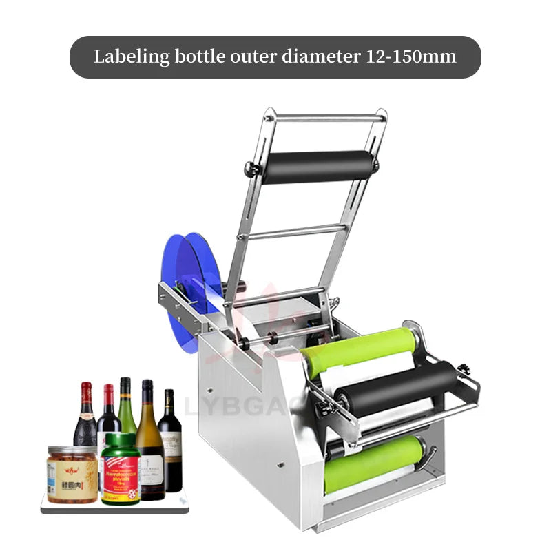 LY Semi-Automatic Round Bottle Labeling Machine Glass Bottles Handheld Labeler Suitable for 12-150mm Bottle Outer Diameter