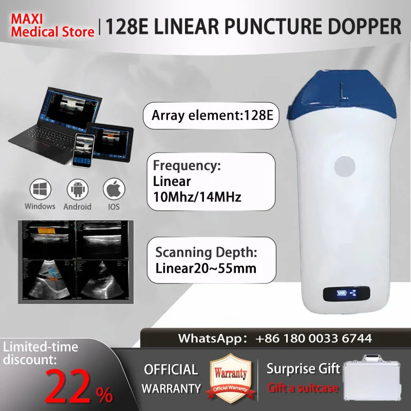 Portable Wireless Ultrasound Probe scanner machine WIFI ultrasound scanner Machine support iOS Android Windows free suitcase