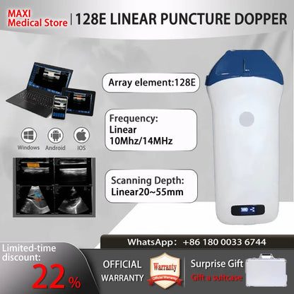 Portable Wireless Ultrasound Probe scanner machine WIFI ultrasound scanner Machine support iOS Android Windows free suitcase