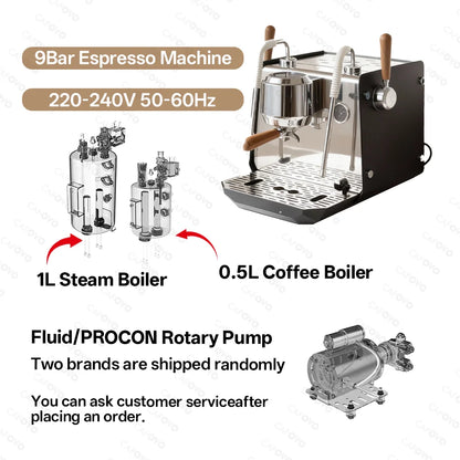CAFOVO E102 Commercial Semi-Automatic Espresso Machine with PID Preinfusion Electronic Screen Control Storage Type Double Boiler