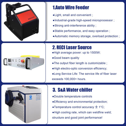 1500W 4 in 1 Fiber Laser Welding Cleaning Cutting Soldering Machine RECI Handheld Laser Welder for All Metal Rust Removal Clean