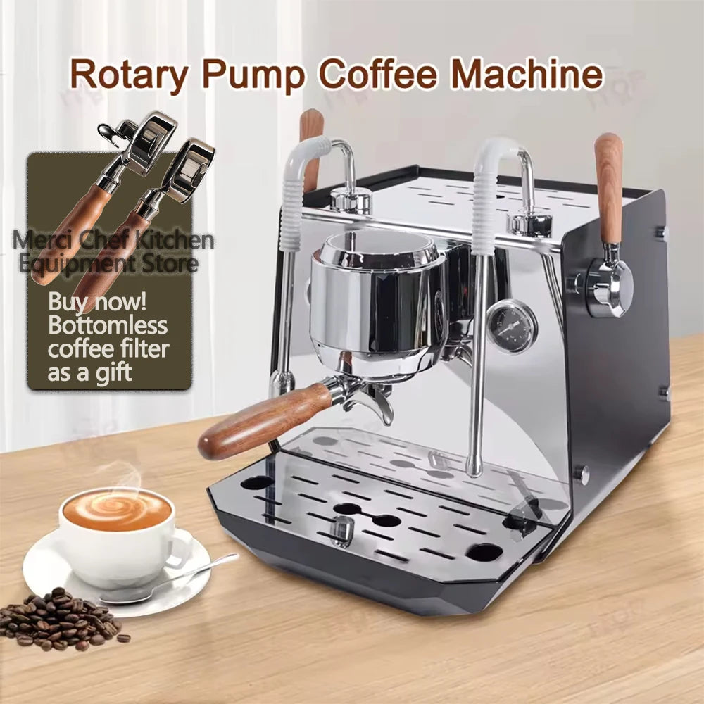 Rotary Pump Coffee Machine Home/commercial Espresso Coffee Maker 0.5L+ 1L Boliers PID Temperture Control Connect External Water