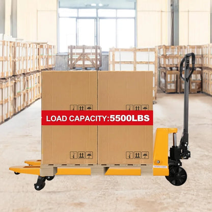 Manual Pallet Jack Truck, Hand Pallet Jack 5500Lbs Capacity 48" L x27 W Forks Standard Duty Pallet Jacks