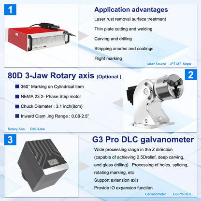 2.5D 300W Fiber Laser Marking Machine 200W JPT Mopa 3D Relief Laser Deep Engraving Ezcad3 Cutting Jewelry Engraving Metal 100W