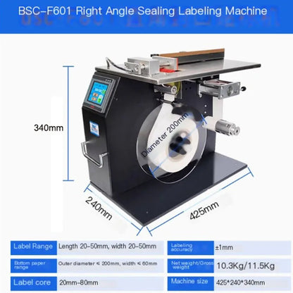 Rectangular Right Angle Sealing and Labeling Machine Small Semi-automatic Box Label Labeling and Sealing Machine 90 Degree Trans