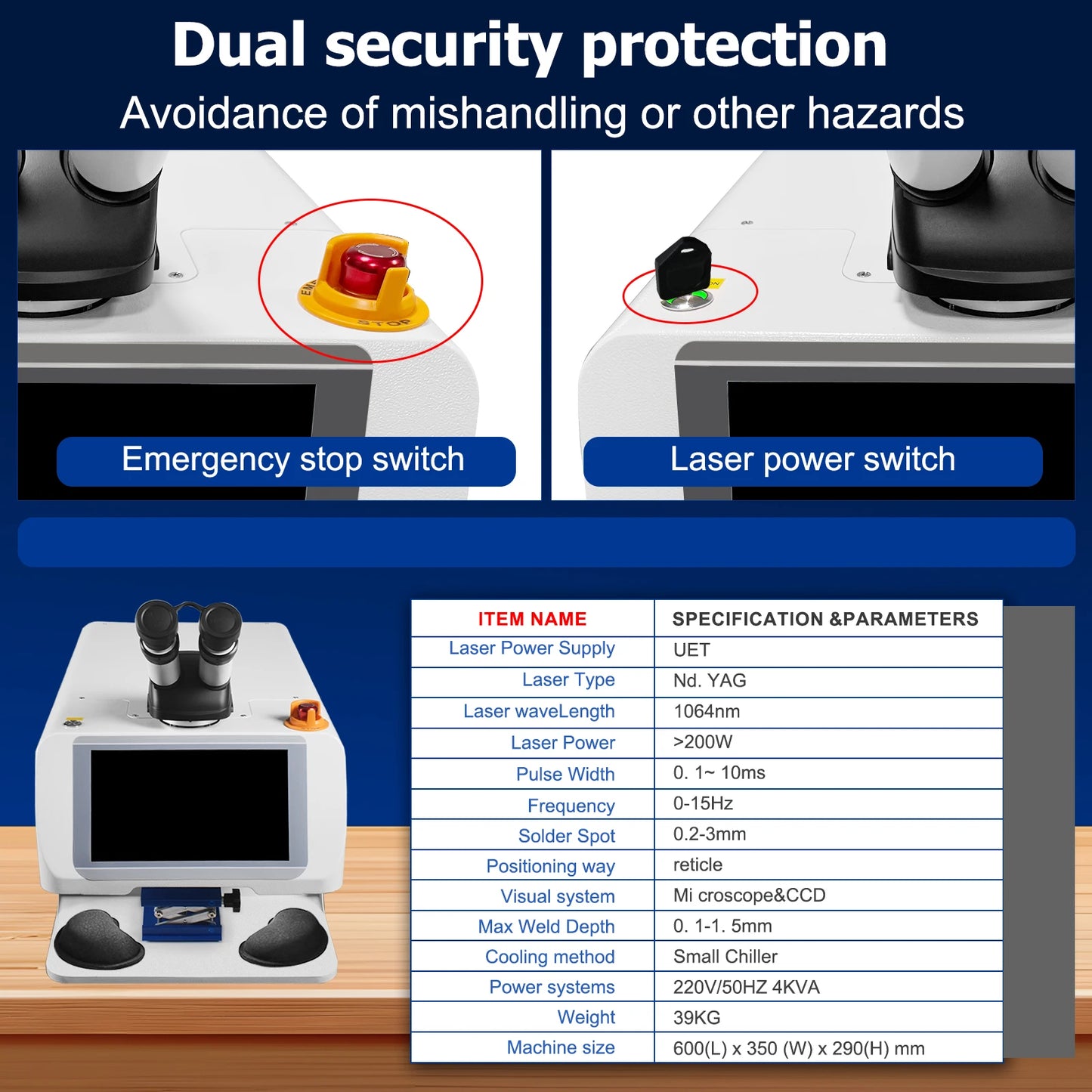 200W Jewellry Laser Welding Machine for Gold and Silver Metal Spot Soldering Machine 60W 100W with CCD Laser Soot Welder