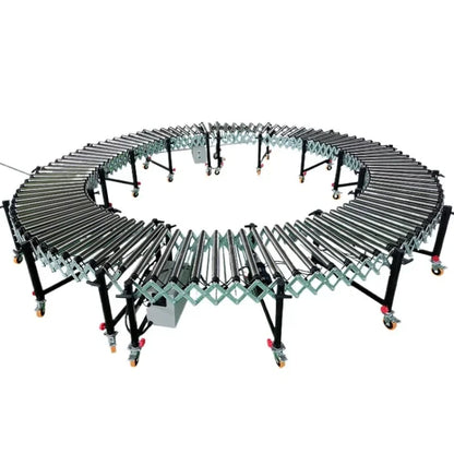 Electric retractable roller conveyor for warehouse loading and unloading