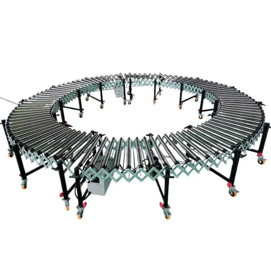 Electric retractable roller conveyor for warehouse loading and unloading