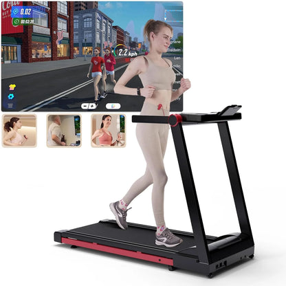 3.5HP Foldable Treadmill 350lbs Adjustable 6% Incline Walkingpad for Home/Office LCD APP Data Treadmills 10MPH Exercise Machine
