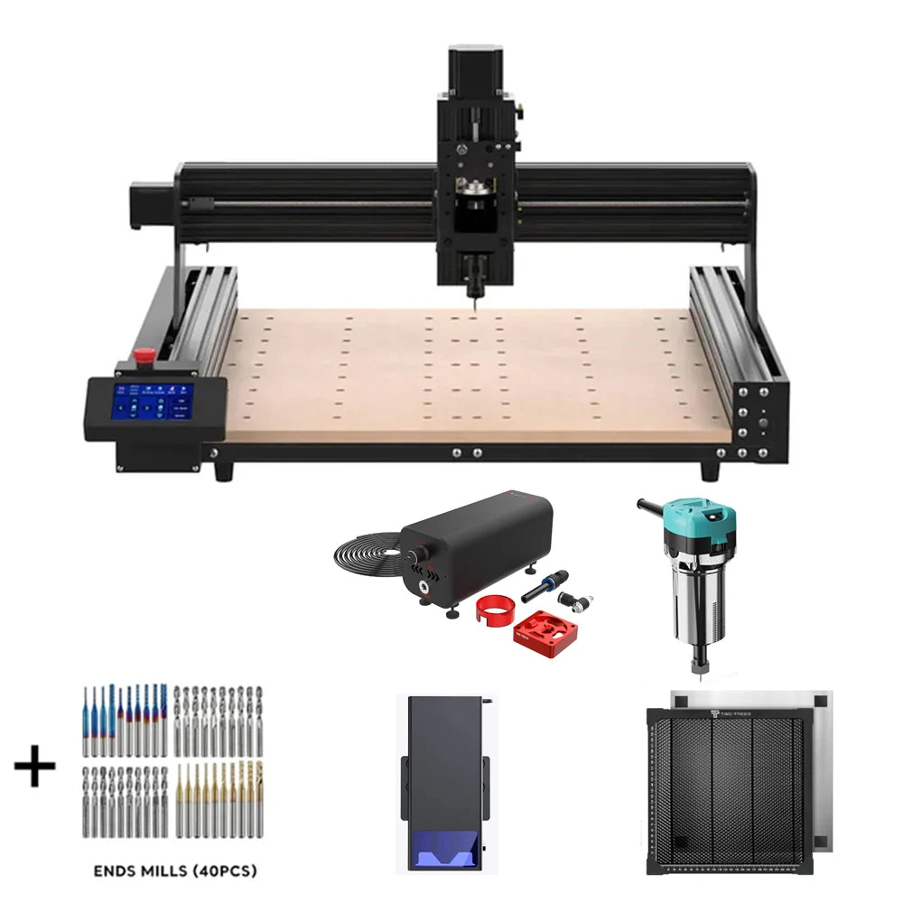 Twotrees TTC450 CNC Router Milling Cutting Machine GRBLLaser Engraver For Acrylic PCB PVC Metal Aluminum 500W Spindle Motor