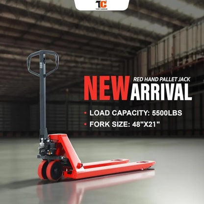 Tory Carrier Hand Pallet Jack Truck 6600 Lb. Capacity Manual Pallet Trucks 27 x 48 Forks Standard Duty Hand Pallet Jacks