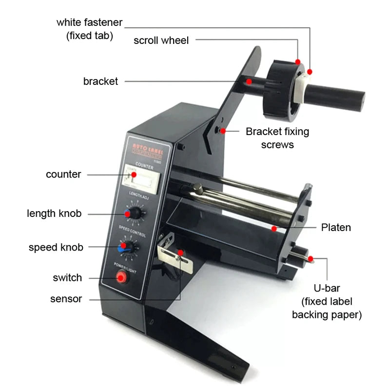 Automatic Label Peeler Dispenser Smart Counting Transparent Label Separator 140mm Label Peeler Tearing Machine