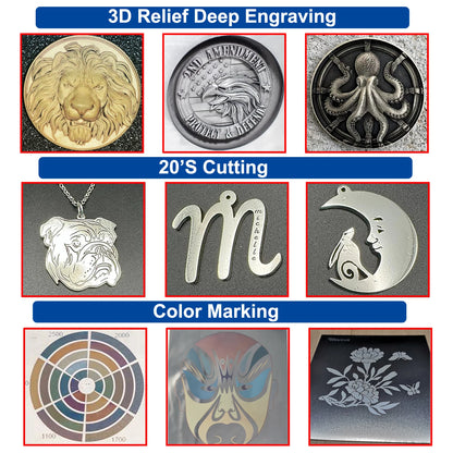 2.5D 300W JPT Mopa Fiber Laser Marking Cutting Machine 3D Relief Deep Engraving for All Metal 200W Fiber Laser Deep Engraver