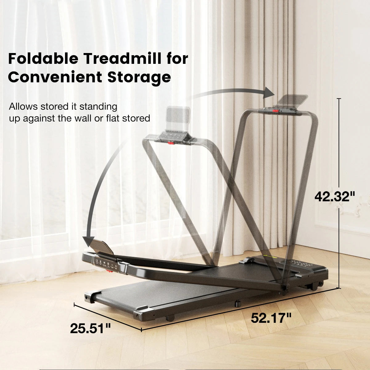 Treadmills for Home Foldable,Folding Walkingpad Treadmill MAX 300lbs APP Remote Control,Running Machine with Safety Handrail