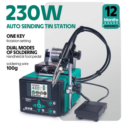 YIHUA 928DT-II 230W Soldering iron Auto Send Tin Soldering Station Fast Heating Tin Feeder Foot Rest Welding Machine Tools