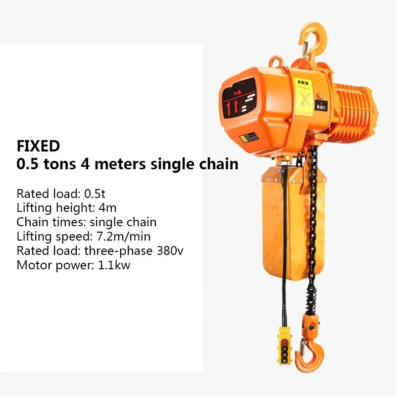 New 220V/1100W/1500W Portable Overhead Electric Chain Hoist Crane Fixed Single Chain Industrial Hoist Chain Hoist Lifting