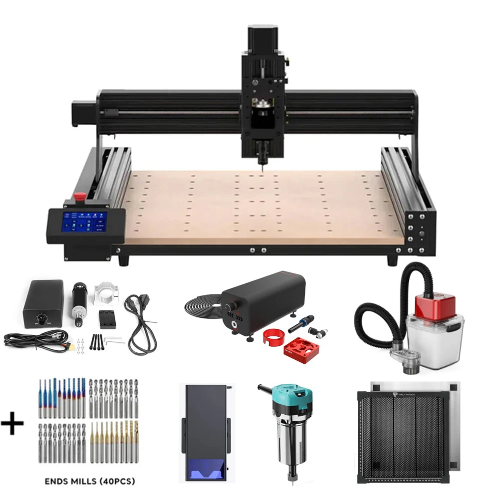 Twotrees TTC450 CNC Router Milling Cutting Machine GRBLLaser Engraver For Acrylic PCB PVC Metal Aluminum 500W Spindle Motor