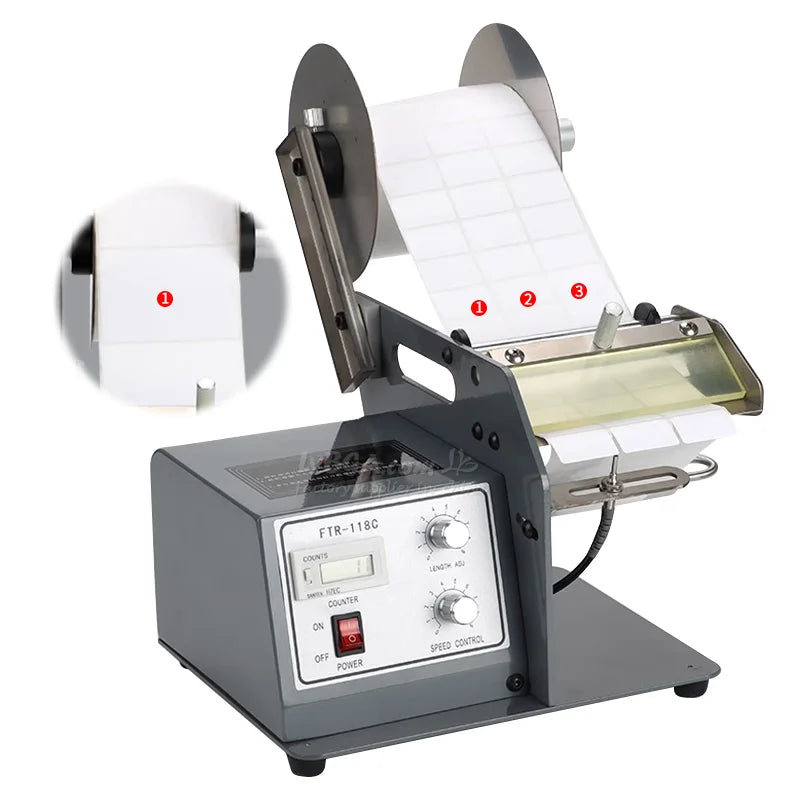 Fiber Induction Sticker Label Stripping Dispensing Machine FTR-118C 120-320MM With Counting Function Labeling Peel Photoelectric