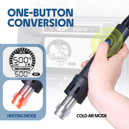 WEP 2-in-1 992D-III 1220W Hot Air Rework Station Microcomputer Digital Display C245 Soldering Iron Station Welding Repair Tool