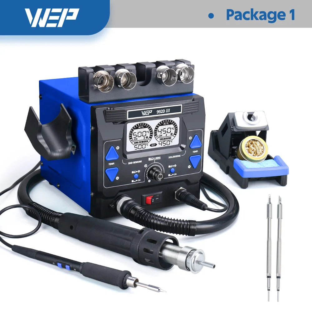 WEP 2-in-1 992D-III 1220W Hot Air Rework Station Microcomputer Digital Display C245 Soldering Iron Station Welding Repair Tool