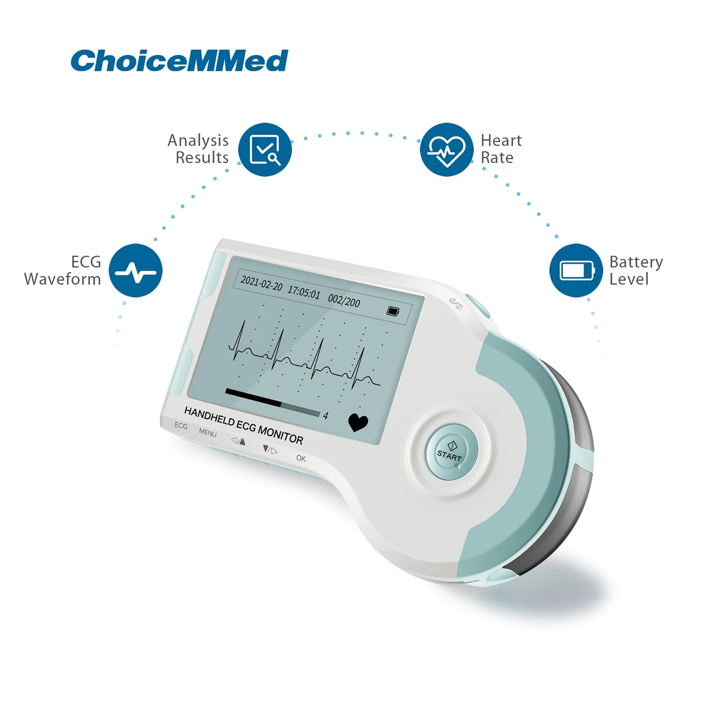 ChoiceMMed Handheld ECG Monitor EKG Real-time Monitoring Of Heart Rate Holter Continuous Measurement Electrocardiogram