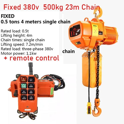 New 220V/1100W/1500W Portable Overhead Electric Chain Hoist Crane Fixed Single Chain Industrial Hoist Chain Hoist Lifting