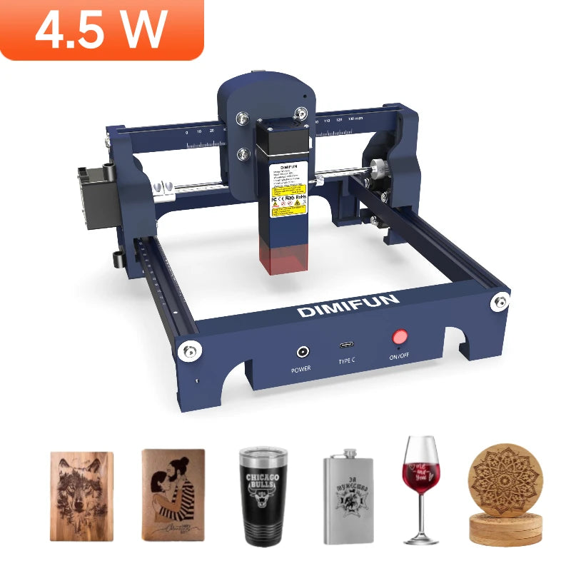 Mini Cnc DIMIFUN D9 4.5W Laser Engraving Machine Wood Router with Acrylic & Stainless Steel Engraving Capability laser cutter