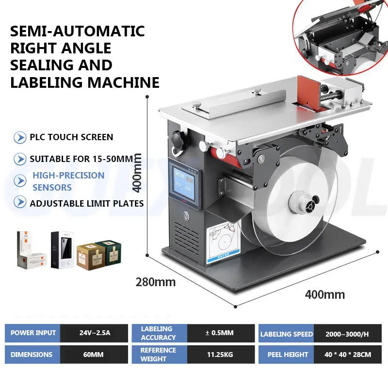 Rectangular Right Angle Carton Sealing Machine Box 90 Corner Packing Stick Sticker Labeling Machine 220V Sealing Machine