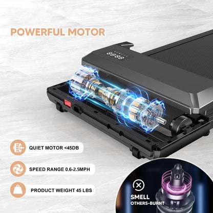 2in1 Run-Walking Pad Small Treadmill for Home&Office Under Desk Treadmill with LED Display 45db Quiet Portable Mini Treadmill