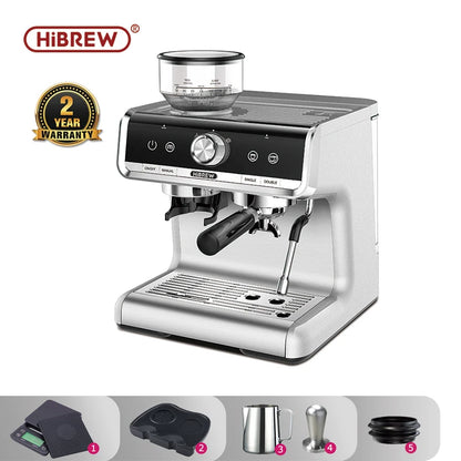 HiBREW  Barista Pro 20Bar Bean to Espresso,Cafetera  Commercial Level Coffee Machine with Full Kit for Cafe Hotel Restaurant H7