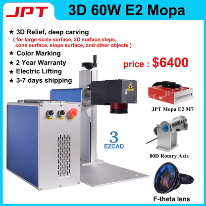 2.5D 300W Fiber Laser Marking Machine 200W JPT Mopa 3D Relief Laser Deep Engraving Ezcad3 Cutting Jewelry Engraving Metal 100W