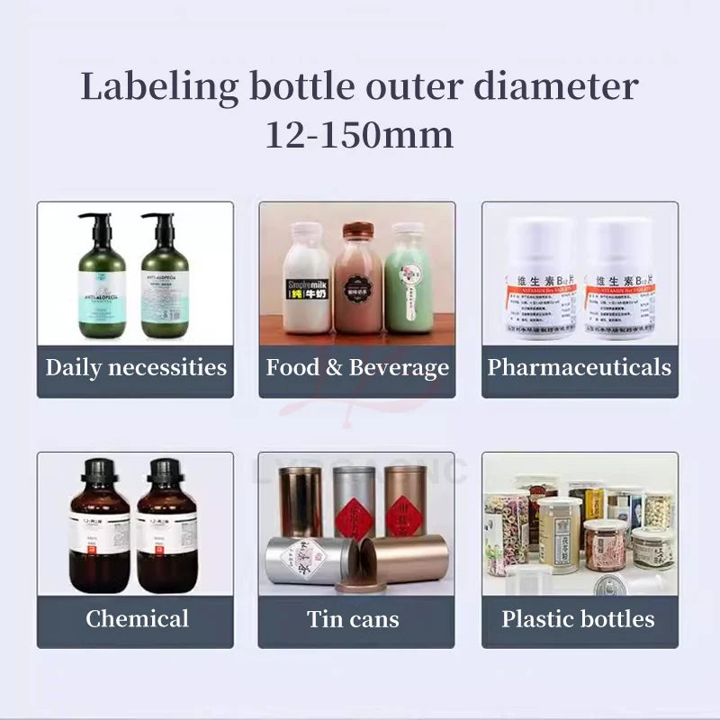 LY Semi-Automatic Round Bottle Labeling Machine Glass Bottles Handheld Labeler Suitable for 12-150mm Bottle Outer Diameter