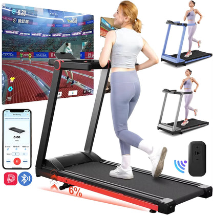 3.5HP Foldable Treadmill 350lbs Adjustable 6% Incline Walkingpad for Home/Office LCD APP Data Treadmills 10MPH Exercise Machine