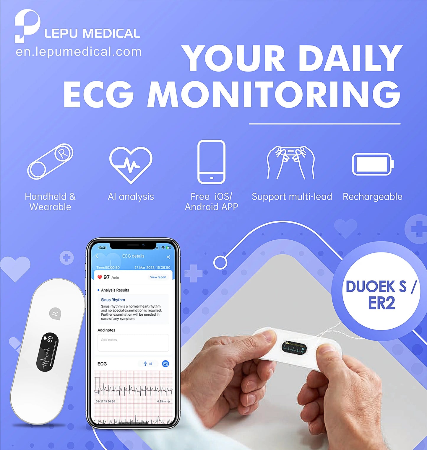 Cardiac Wireless 7 Day 24H Ecg Machine 24 Hour Heart Moniter Test Holter Ecg With Analysis