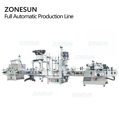 ZONESUN ZS-FAL180C10 Desktop Automatic 4 Heads Ink Gel Liquid Filling Round PET Bottle Capping Labeling Machine With Cap Feeder