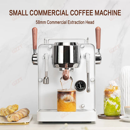 GZZT Mini Commercial Coffee Machine Semi-automatic Espresso Maker 2 Pump 2 Boiler Extract Coffee and Milk Foam at the same time