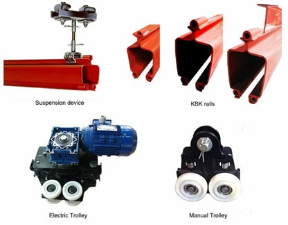 500 Kg 1 Ton 2 Ton Kbk Type Flexible Suspension Rail Overhead Crane