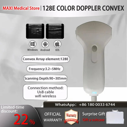 Portable Wireless Ultrasound Probe scanner machine WIFI ultrasound scanner Machine support iOS Android Windows free suitcase